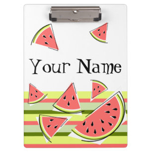 Carpeta De Pinza Piezas de sandía Stripe Nombre clásico