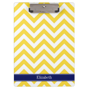 Carpeta De Pinza Piña Blanco LG Chevron Azul Marino Nombre Monogram