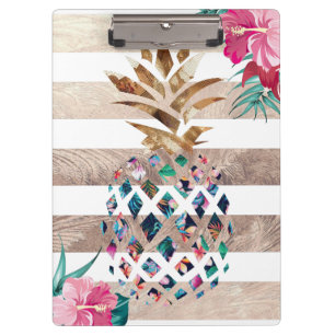 Carpeta De Pinza Piña floral rayada