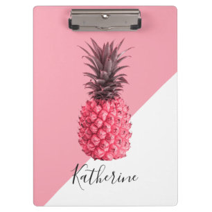 Carpeta De Pinza Piña rosada y blanca tropical femenina linda