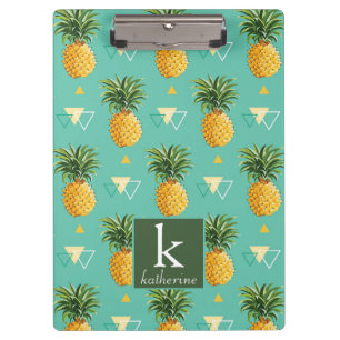 Carpeta De Pinza Piñas brillantes en monograma geométrico del