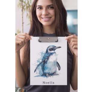 Carpeta De Pinza Pingüino acuarela Ártico Azul, personalizado