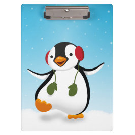 Carpeta De Pinza Pingüino de invierno divertido
