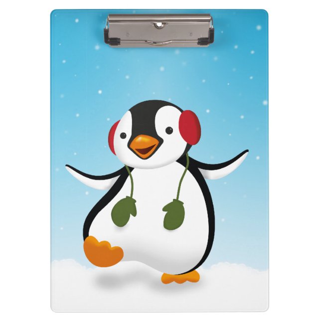 Carpeta De Pinza Pingüino de invierno divertido (Anverso)