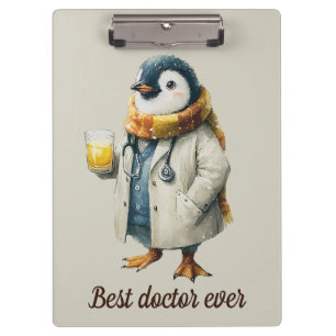 Carpeta De Pinza Pingüino de invierno personalizado "Mejor médico d