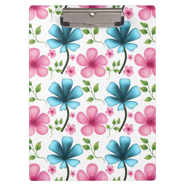 Carpeta De Pinza Pink & Blue Floral Seamless Pattern (Anverso)