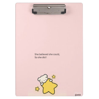 Carpeta De Pinza Pink Cute Clipboard – “She Believed She Could, So 