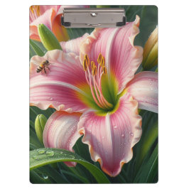 Carpeta De Pinza Pink Daylily Floral