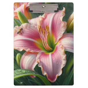 Carpeta De Pinza Pink Daylily Floral