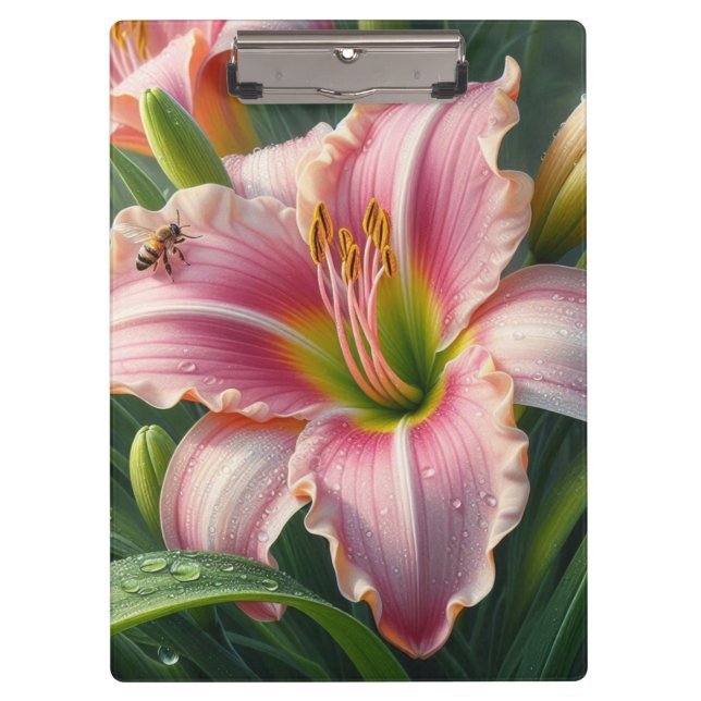 Carpeta De Pinza Pink Daylily Floral (Anverso)