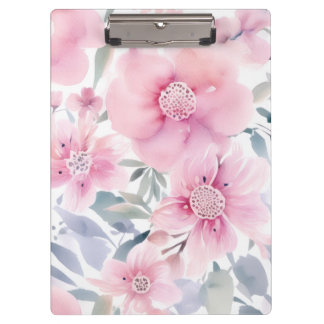 Carpeta De Pinza Pink Floral Watercolor 