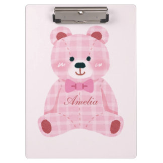 Carpeta De Pinza Pink Gingham Teddy