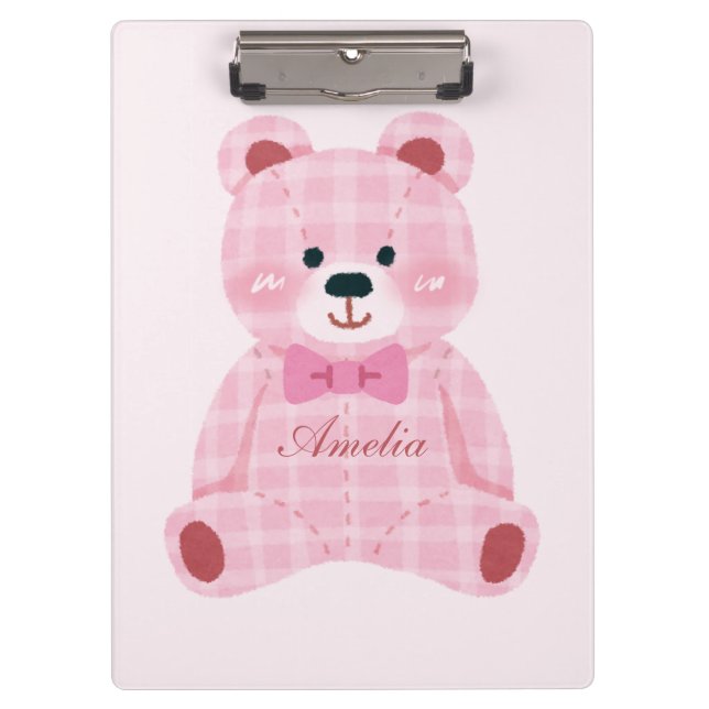 Carpeta De Pinza Pink Gingham Teddy (Anverso)