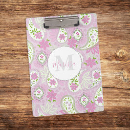 Carpeta De Pinza Pink Girly Cute Chic Preppy Paisley Monogram