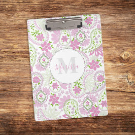Carpeta De Pinza Pink Girly Cute Moda Preppy Paisley Monograma