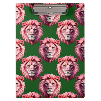 Carpeta De Pinza Pink Lion Head Animal Pattern Design Green 