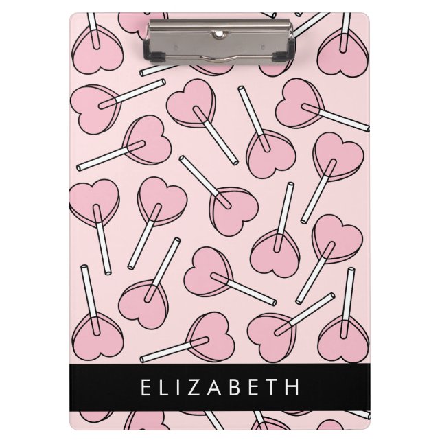 Carpeta De Pinza Pink Lollipops, Heart Lollipops, Lolly, Your Name (Anverso)