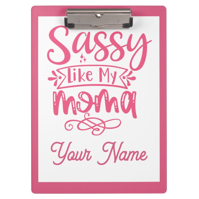 Carpeta De Pinza Pink Personalized "Sassy Moma"  (Anverso)