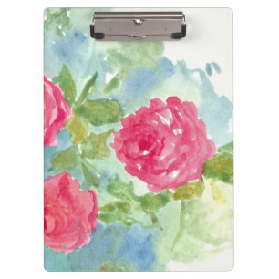 Carpeta De Pinza Pintado de flores acuáticas de rosas rosas
