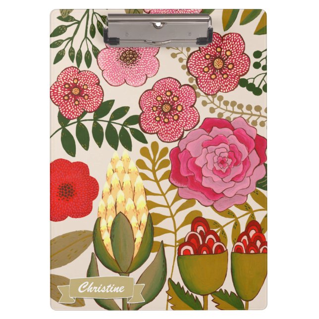 Carpeta De Pinza Pintura de arte floral tropical personalizada (Anverso)