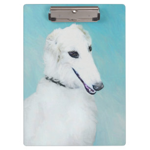 Carpeta De Pinza Pintura de Borzoi (blanco) - Arte de perro origina