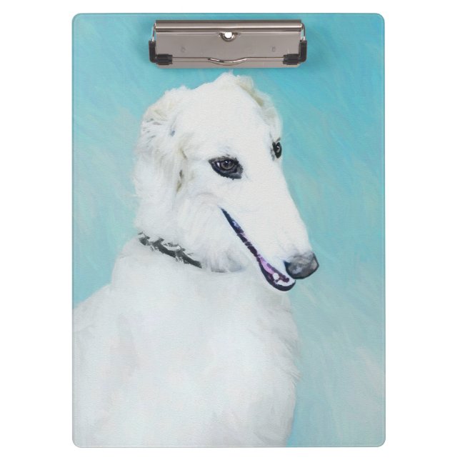 Carpeta De Pinza Pintura de Borzoi (blanco) - Arte de perro origina (Anverso)