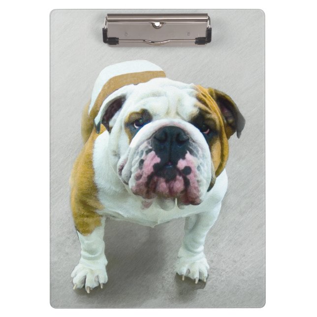 Carpeta De Pinza Pintura de bulldog - Arte de perros original y lin (Anverso)