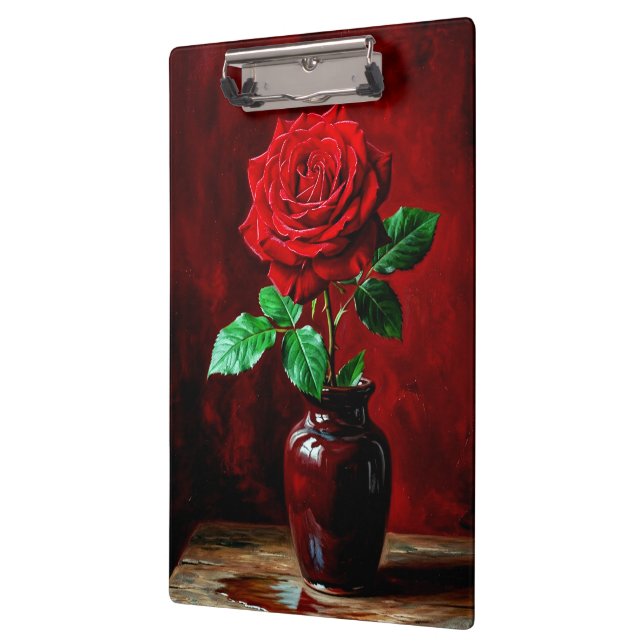 Carpeta De Pinza Pintura de flor de rosa roja (Izquierda)