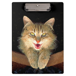 Carpeta De Pinza Pintura de gato loco - Arte de gato original lindo