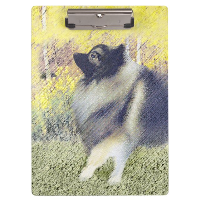 Carpeta De Pinza Pintura de Keeshond Aspen - Arte Perro Original Cu (Anverso)
