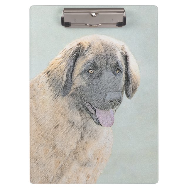 Carpeta De Pinza Pintura de Leonberger - Arte de Perro Original. (Anverso)