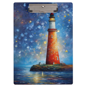 Carpeta De Pinza Pintura de marea de sol en el océano del faro