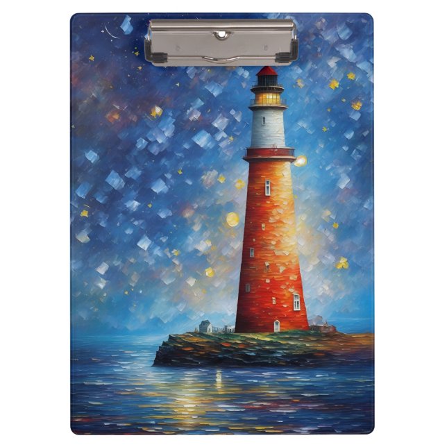 Carpeta De Pinza Pintura de marea de sol en el océano del faro (Anverso)