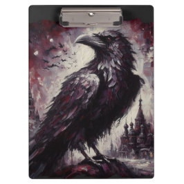 Carpeta De Pinza Pintura de pájaro de gallo gótico Raven Crow gris 