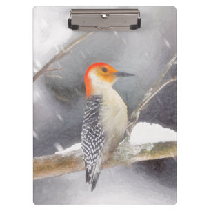 Carpeta De Pinza Pintura de pájaro de madera roja