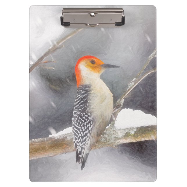 Carpeta De Pinza Pintura de pájaro de madera roja (Anverso)