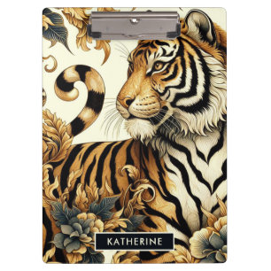 Carpeta De Pinza Pintura de tigre dorado vintage