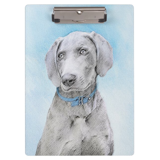 Carpeta De Pinza Pintura de Weimaraner - Arte de Perro Original. (Anverso)