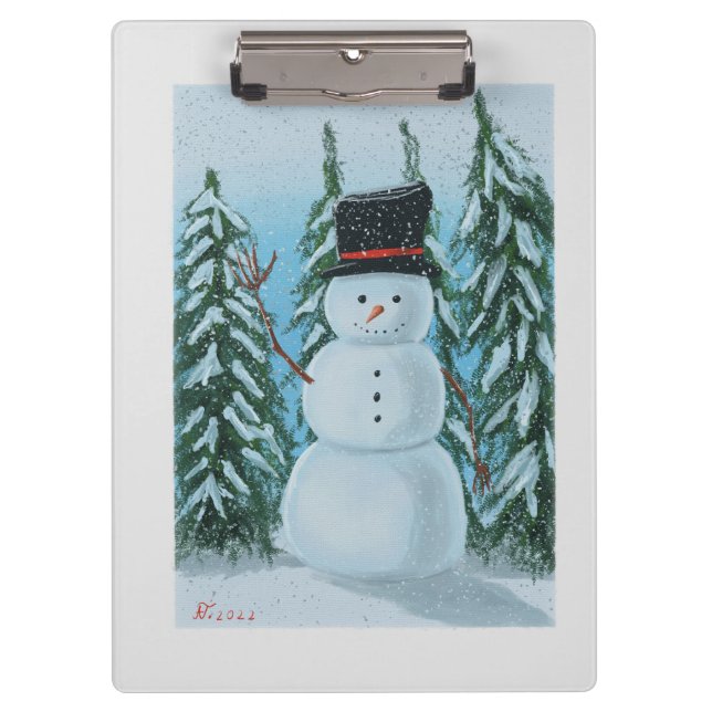 Carpeta De Pinza pintura digital de snowman (Anverso)