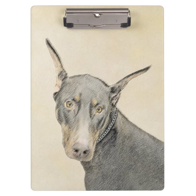 Carpeta De Pinza Pintura Doberman Pinscher - Original Dog Art (Anverso)