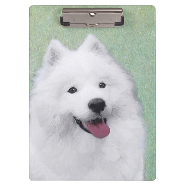 Carpeta De Pinza Pintura Samoyed - Arte Perro Original Cuto (Anverso)