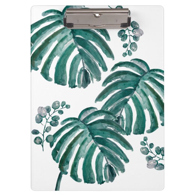 Carpeta De Pinza Pintura tropical de hoja verde botánica (Anverso)