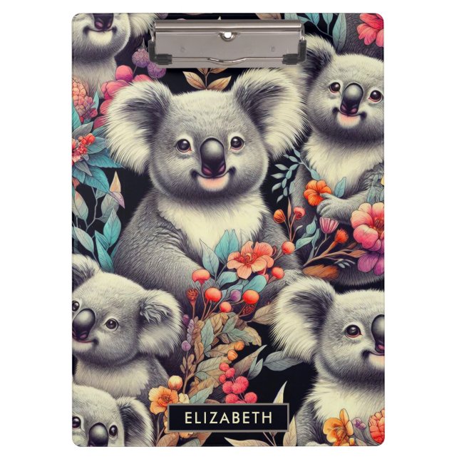 Carpeta De Pinza Pintura vintage de Cute Koala (Anverso)