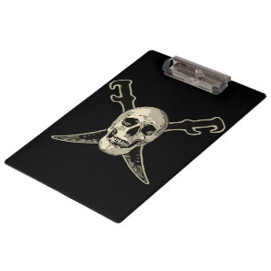 Carpeta De Pinza Pirata (cráneo) - tablero negro