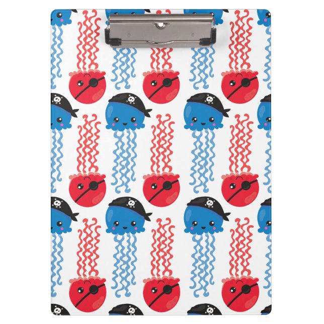 Carpeta De Pinza Pirate Jellyfish, Patrón de medusas, animales mari (Anverso)