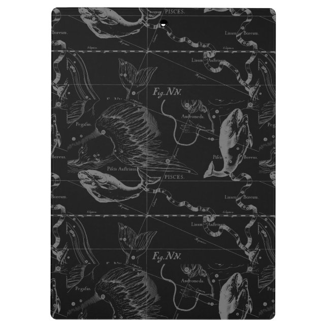 Carpeta De Pinza Pisces Constellation Hevelius 1690 en negro (Reverso)
