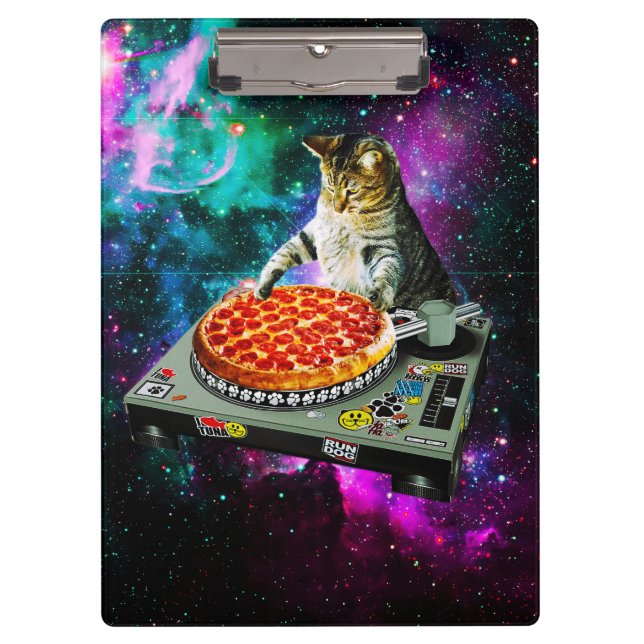Carpeta De Pinza Pizza del gato de DJ del espacio (Anverso)