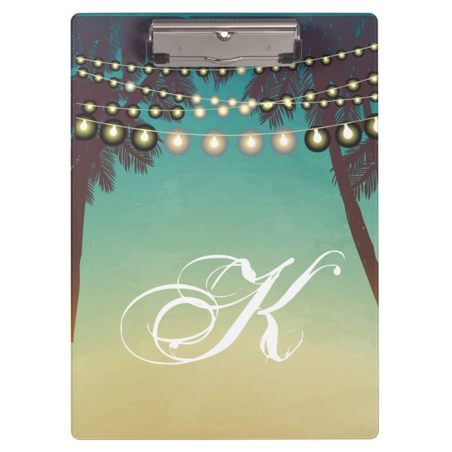 Carpeta De Pinza Placa Clip personalizada Beach Sunset Palm Trees S (Anverso)