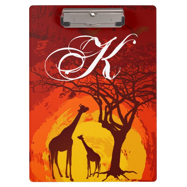 Carpeta De Pinza Placa clip personalizada Safari Graffe Sol african (Anverso)