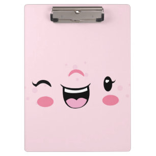 Carpeta De Pinza Placa de clip de cara de Kawaii con guiño de guiño